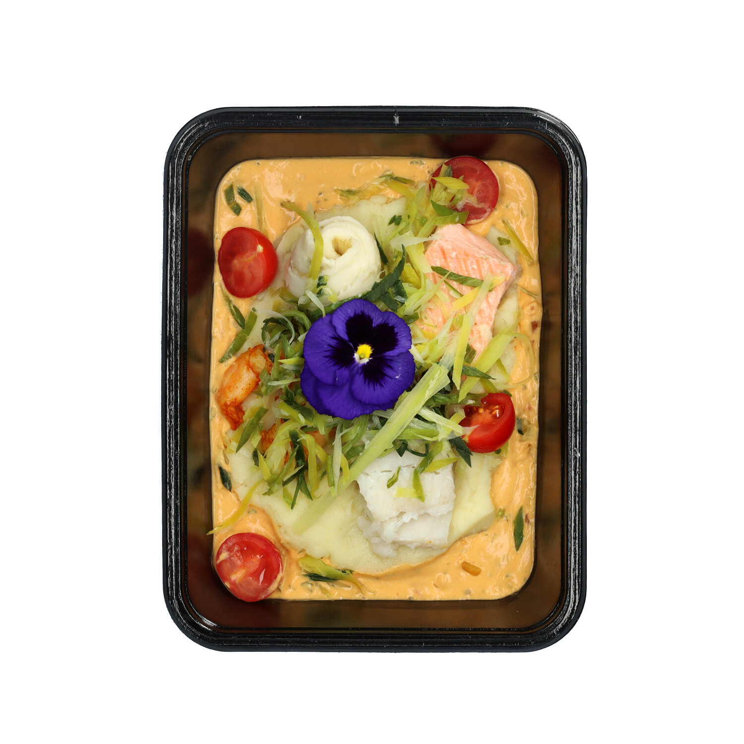 Vispannetje met aardappelpuree en nantua saus