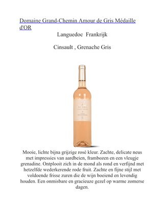 Domaine Grand-Chemin Amour de Gris - Médaille d'OR Domaine Grand-Chemin Amour de Gris - Médaille d'OR