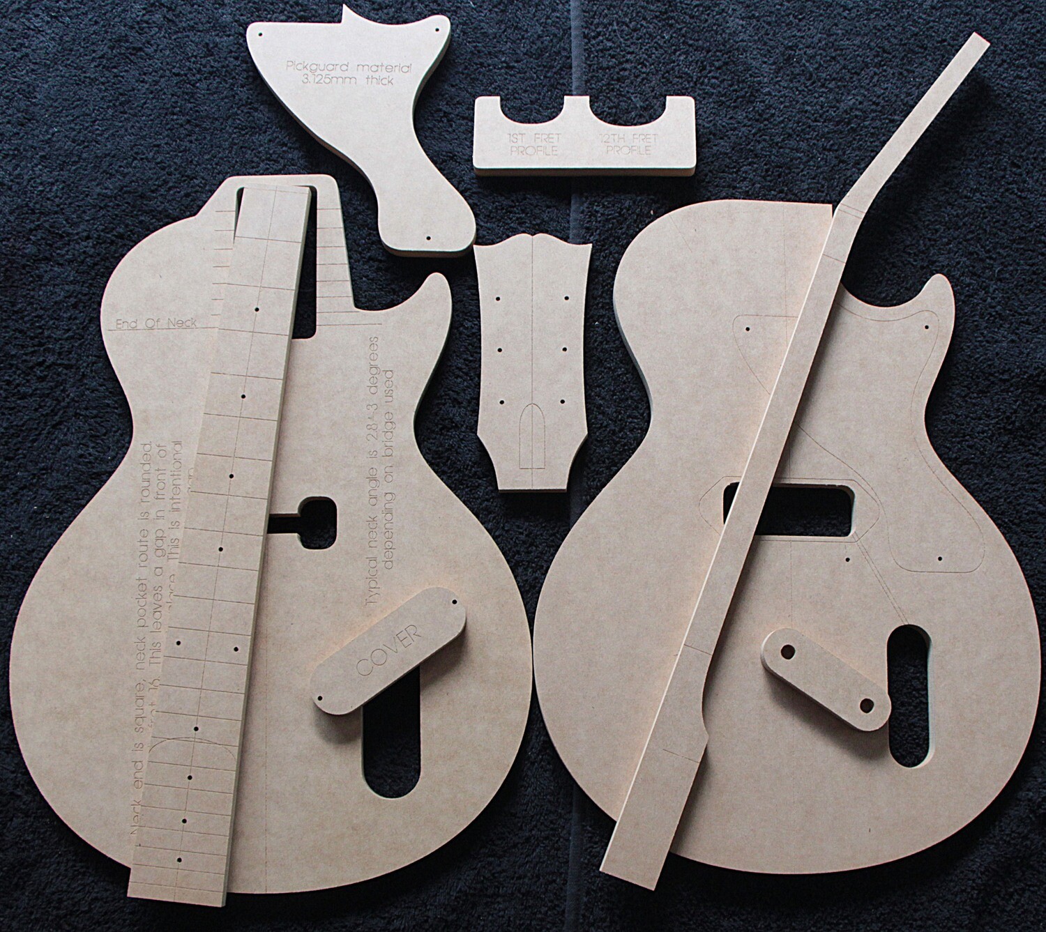 1957 Les Paul Junior Single Cut Guitar Templates