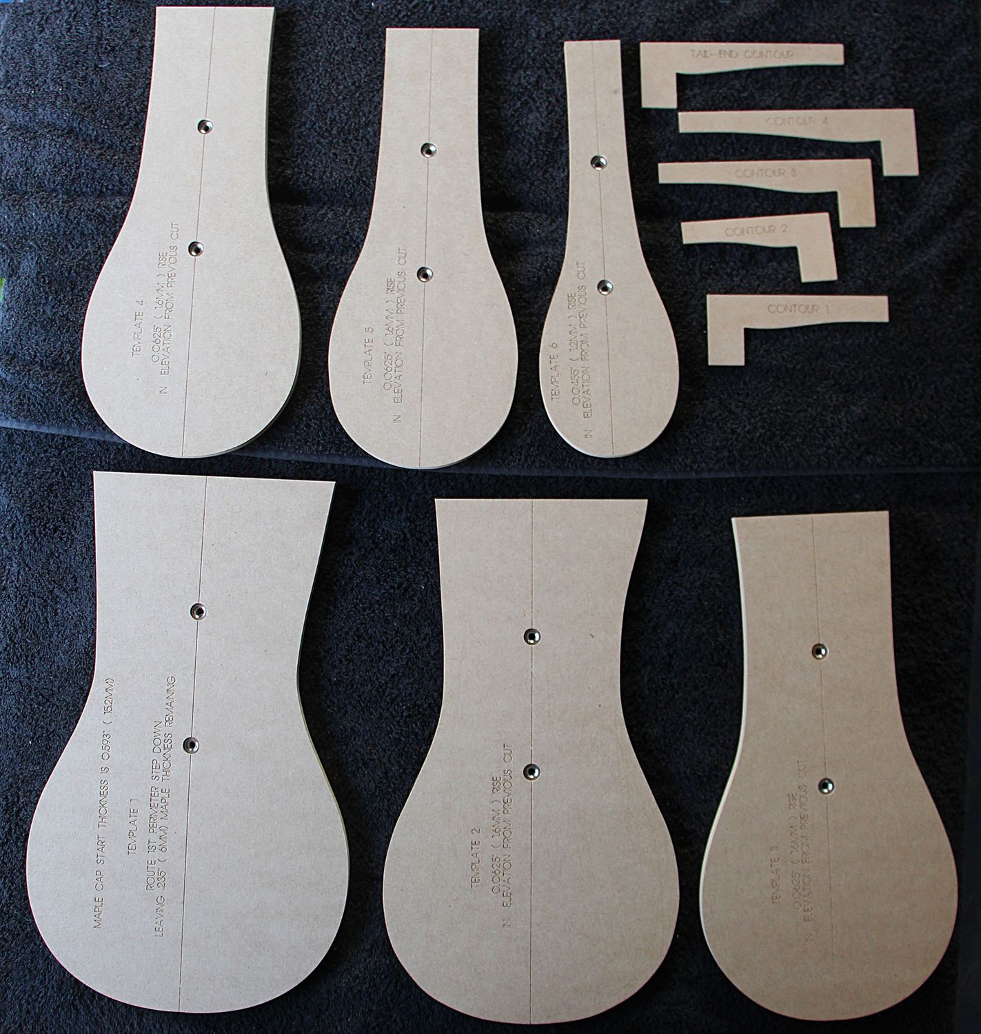 1959 Les Paul Isolines Top Carve Templates