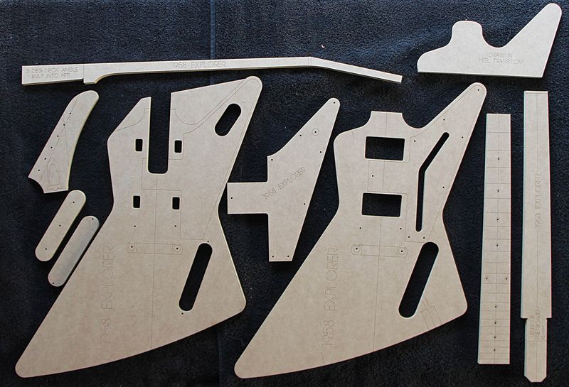 1958 Explorer guitar router template set CNC MDF luthier templates