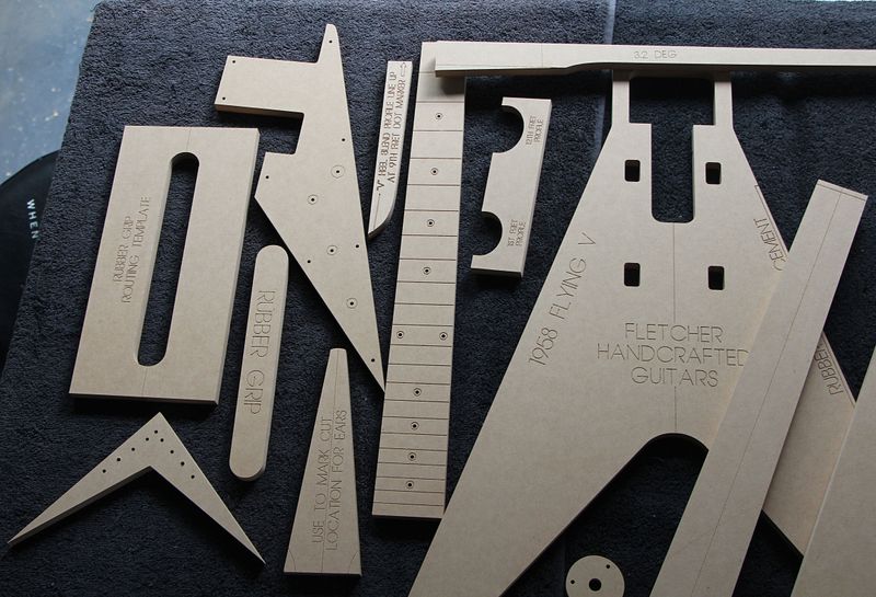 1958 Flying V guitar router template set CNC MDF luthier templates