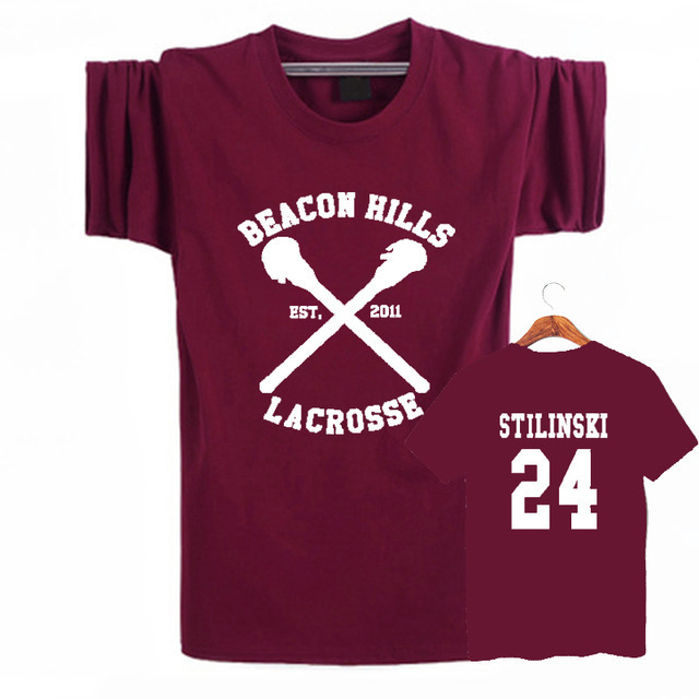 BEACON HILLS LACROSSE Maroon T-shirt Wolf Stiles Stilinski Teen 24
