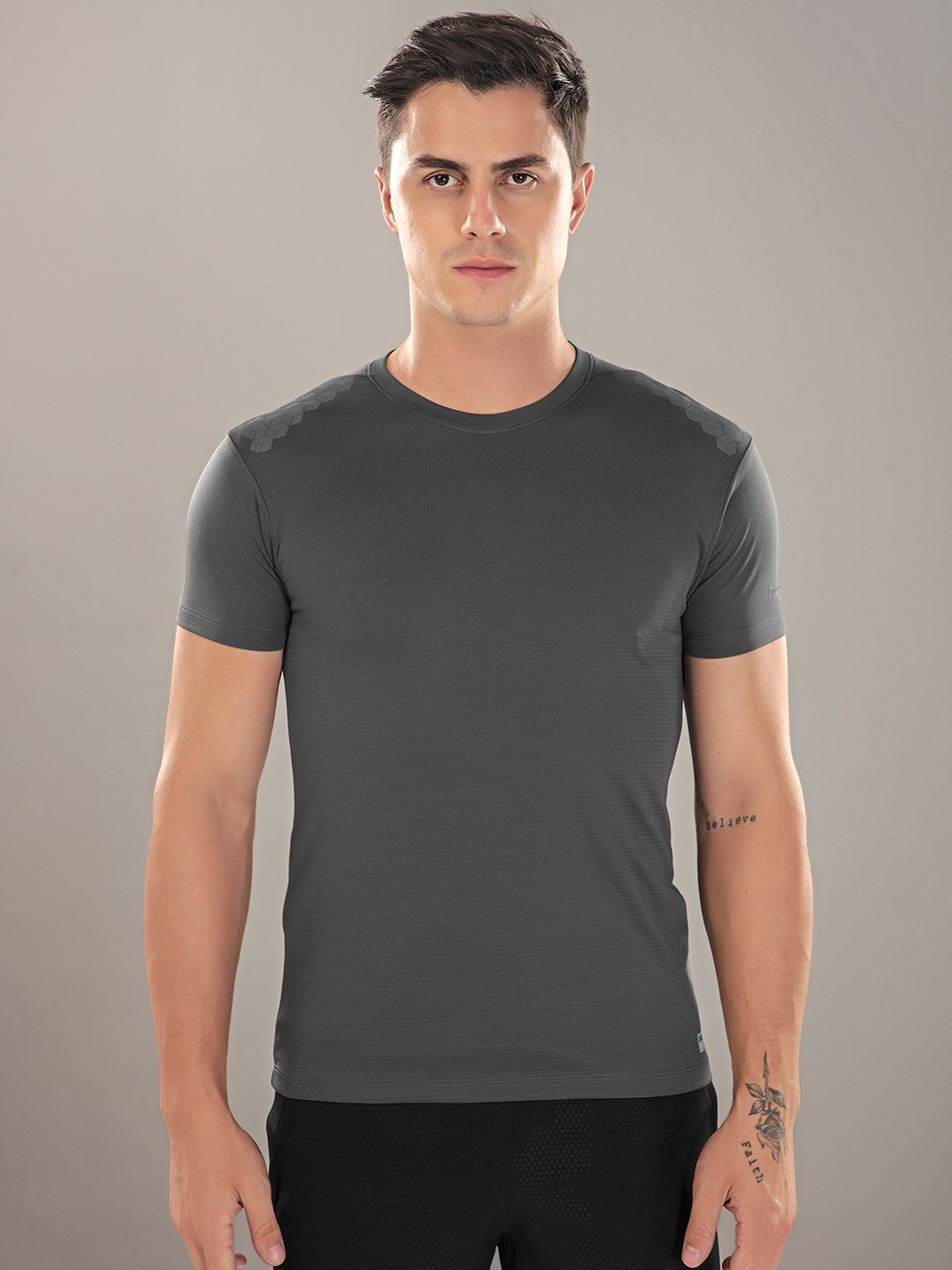 Active Dark Grey T-Shirt For Men