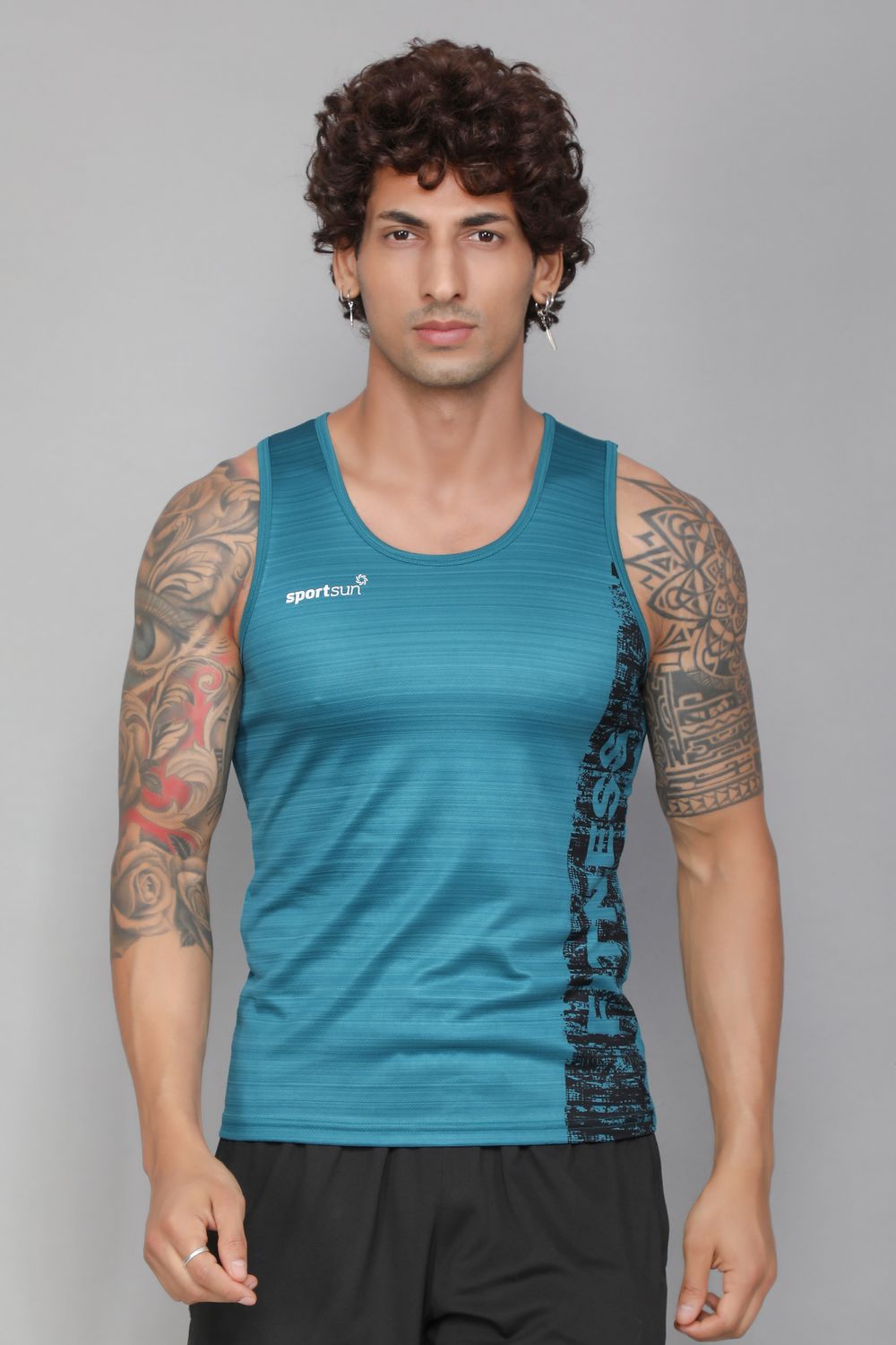 Sportsun Teal Fitness Vest/Sando For Men