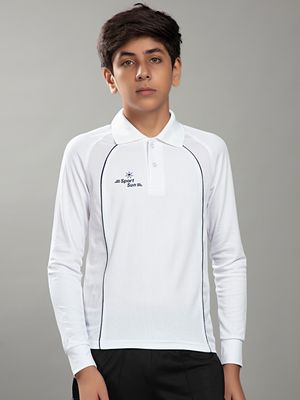 White Cricket Polo T-shirt For Boys