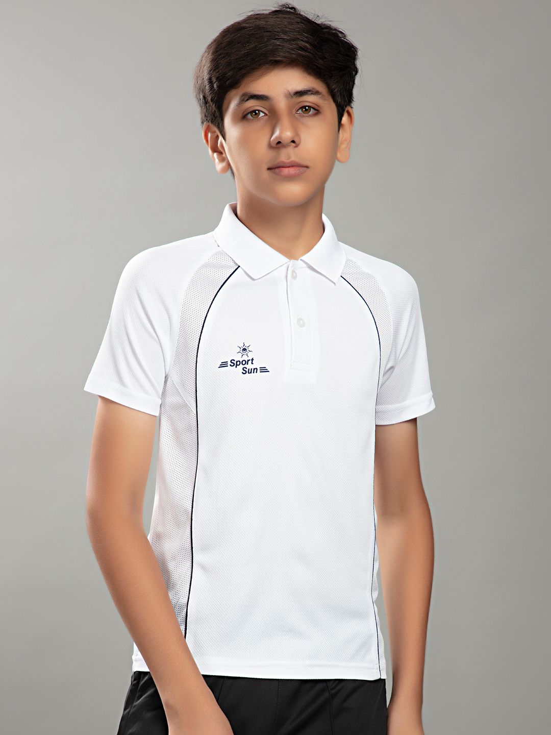 White Cricket Polo T-shirt For Boys