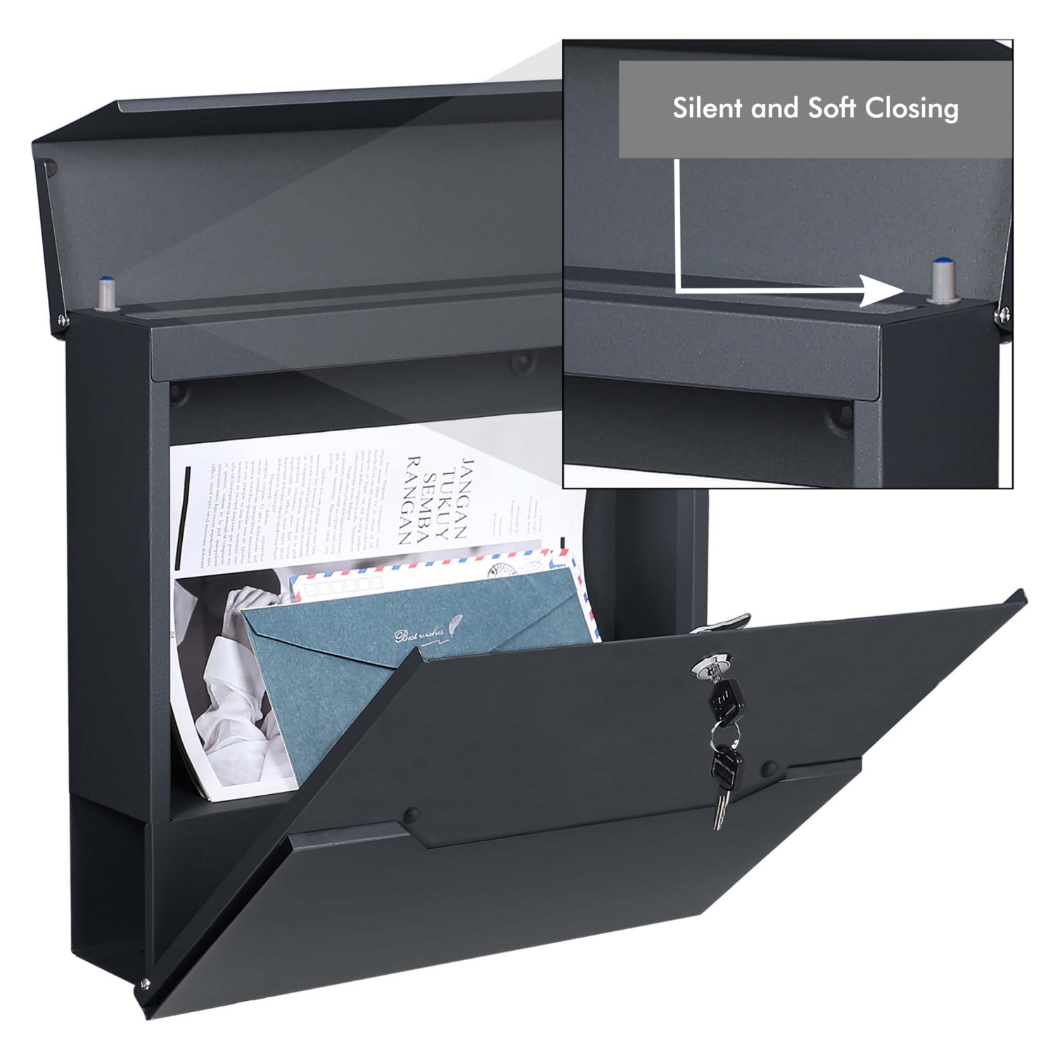 Mailbox Lumina P-01 by Studio Carino - Modern Wall-Mounted Anthracite Mailbox