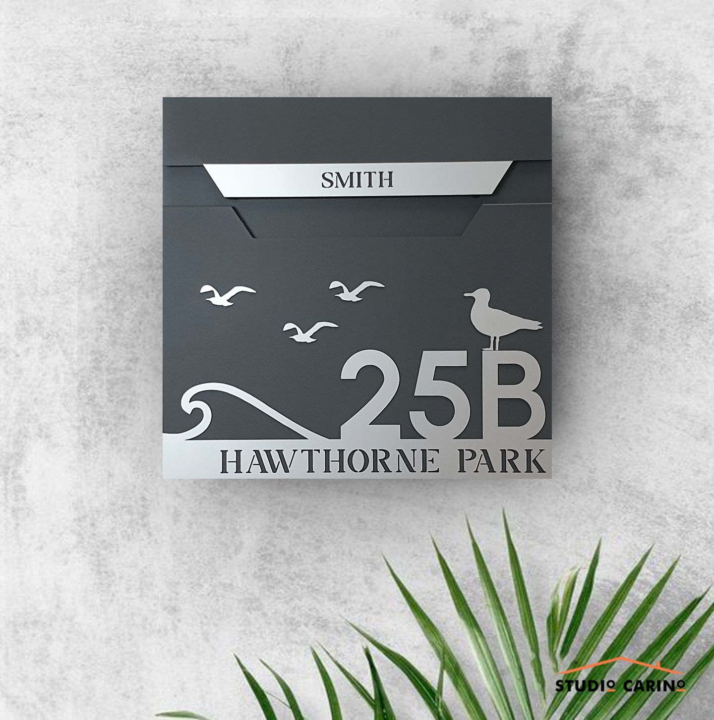 Mailbox Aurora P-02 by Studio Carino - Modern Wall-Mounted Anthracite Mailbox
