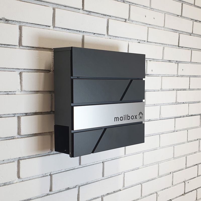 Mailbox Diagonal S-01 by Studio Carino - Modern Wall-Mounted Anthracite Mailbox