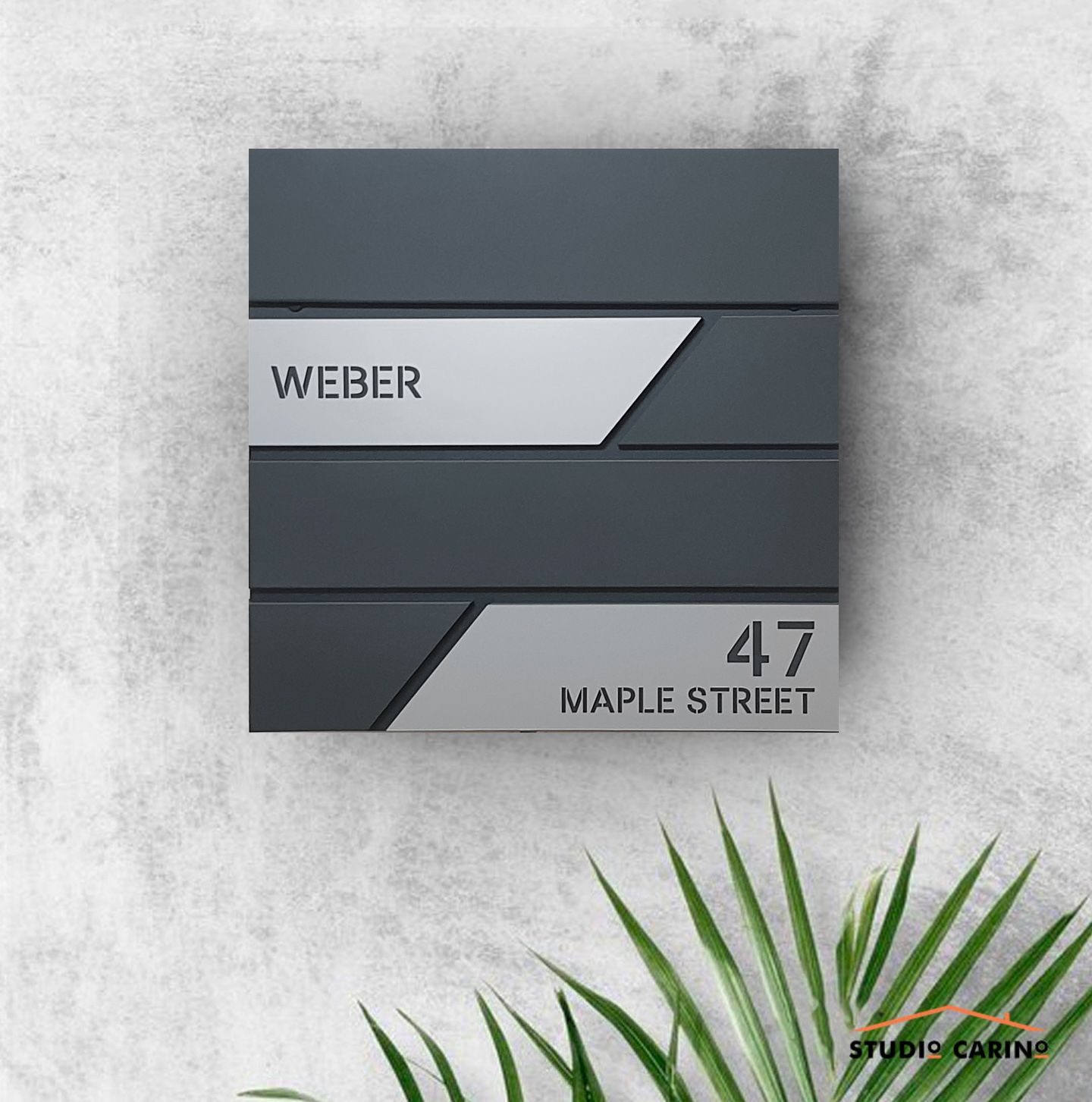 Mailbox Diagonal P-01 by Studio Carino - Modern Wall-Mounted Black Mailbox