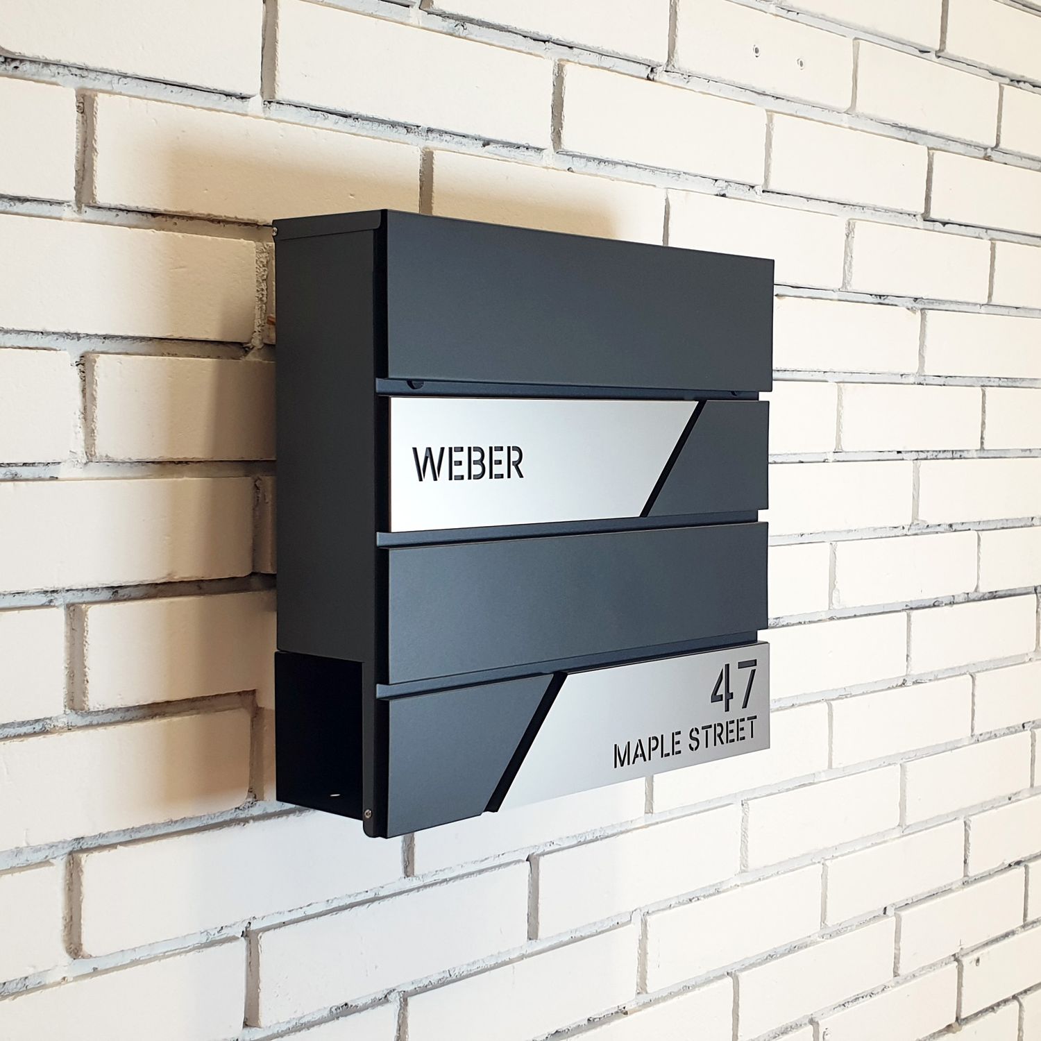 Mailbox Diagonal P-01 by Studio Carino - Modern Wall-Mounted Black Mailbox
