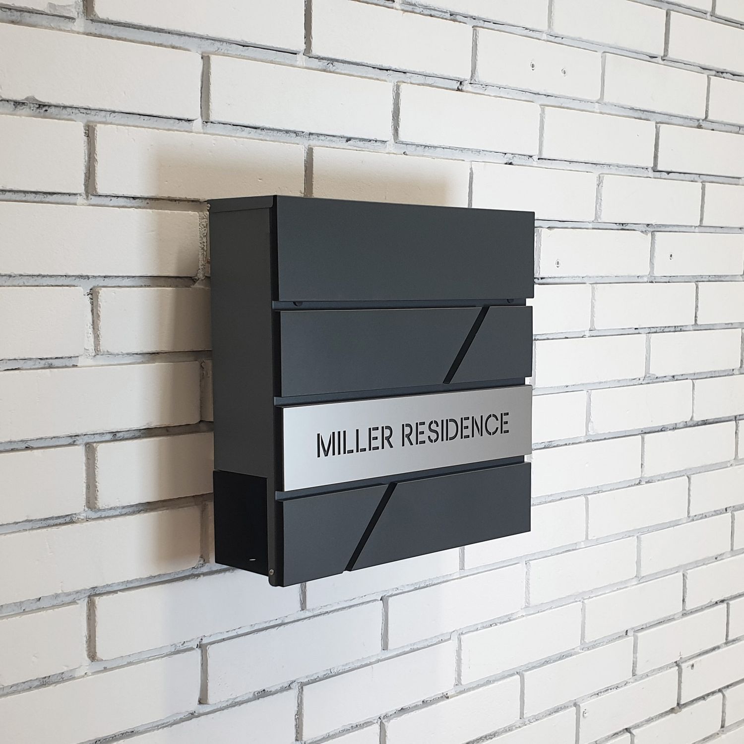 Mailbox Diagonal P-02 by Studio Carino - Modern Wall-Mounted Black Mailbox