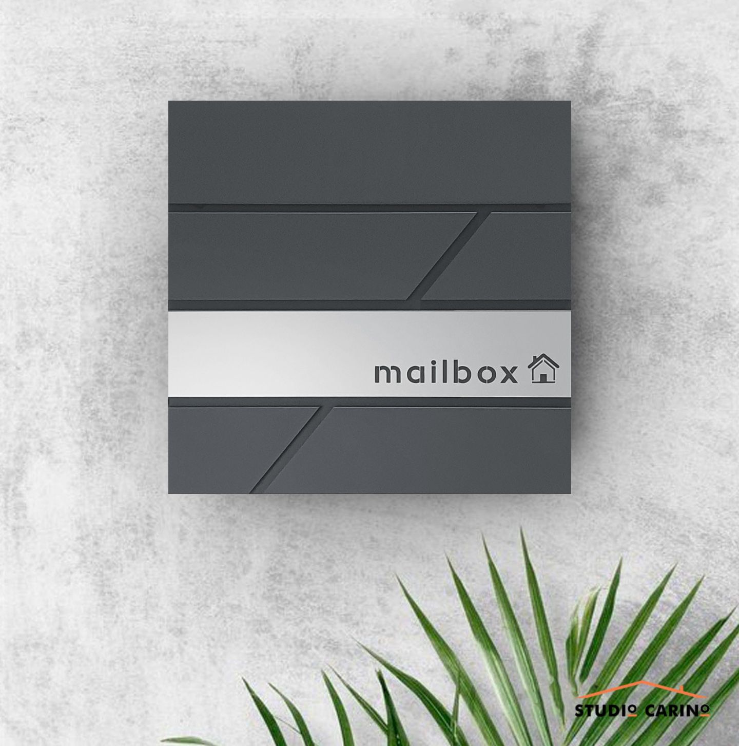 Mailbox Diagonal S-01 by Studio Carino - Modern Wall-Mounted Black Mailbox