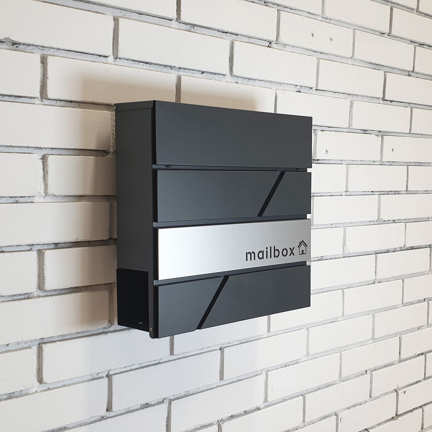 Mailbox Diagonal S-01 by Studio Carino - Modern Wall-Mounted Black Mailbox