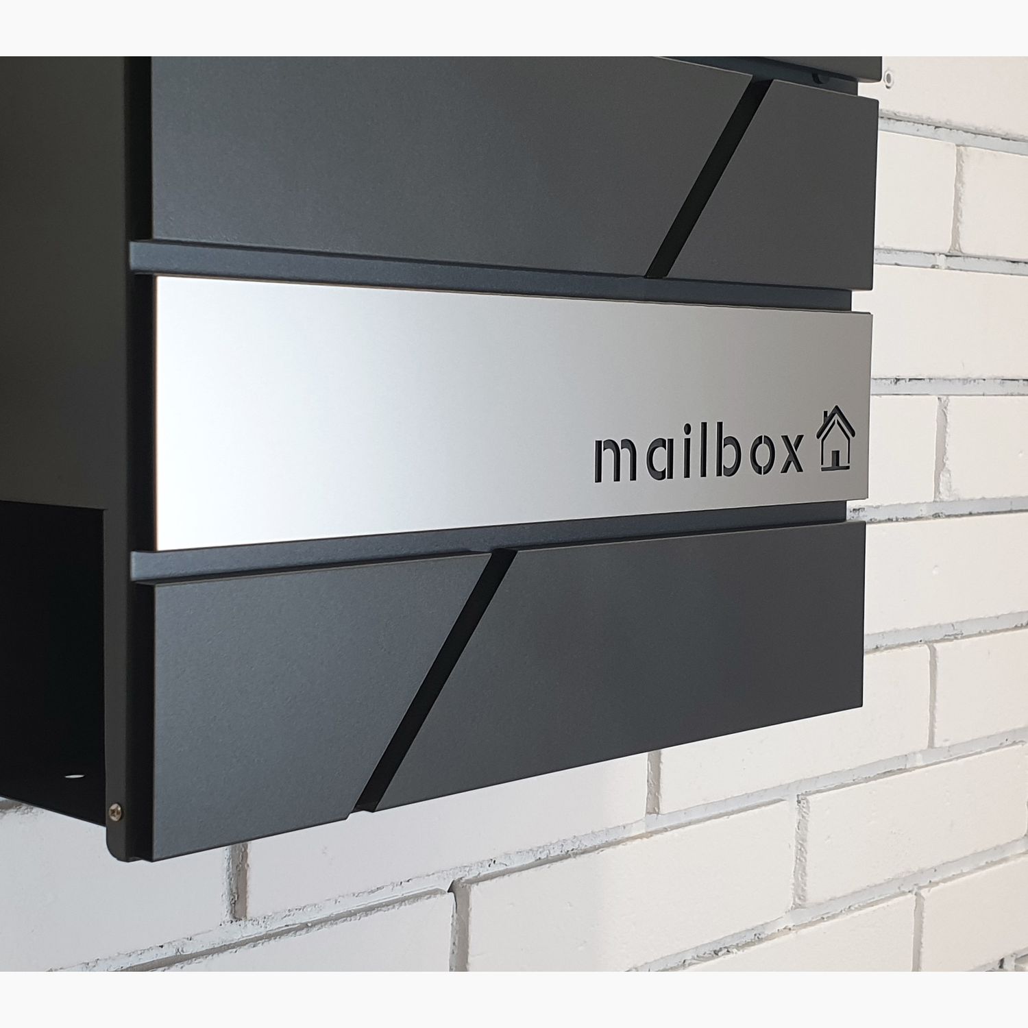 Mailbox Diagonal S-01 by Studio Carino - Modern Wall-Mounted Black Mailbox