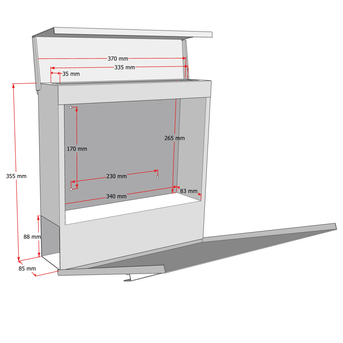 Mailbox Diagonal P-03 by Studio Carino - Modern Wall-Mounted Black Mailbox