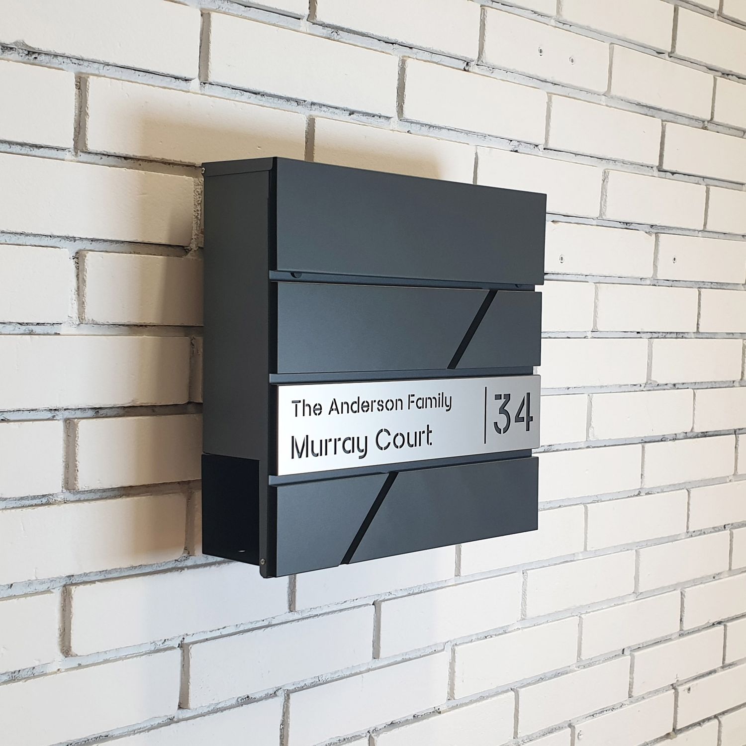 Mailbox Diagonal P-03 by Studio Carino - Modern Wall-Mounted Black Mailbox