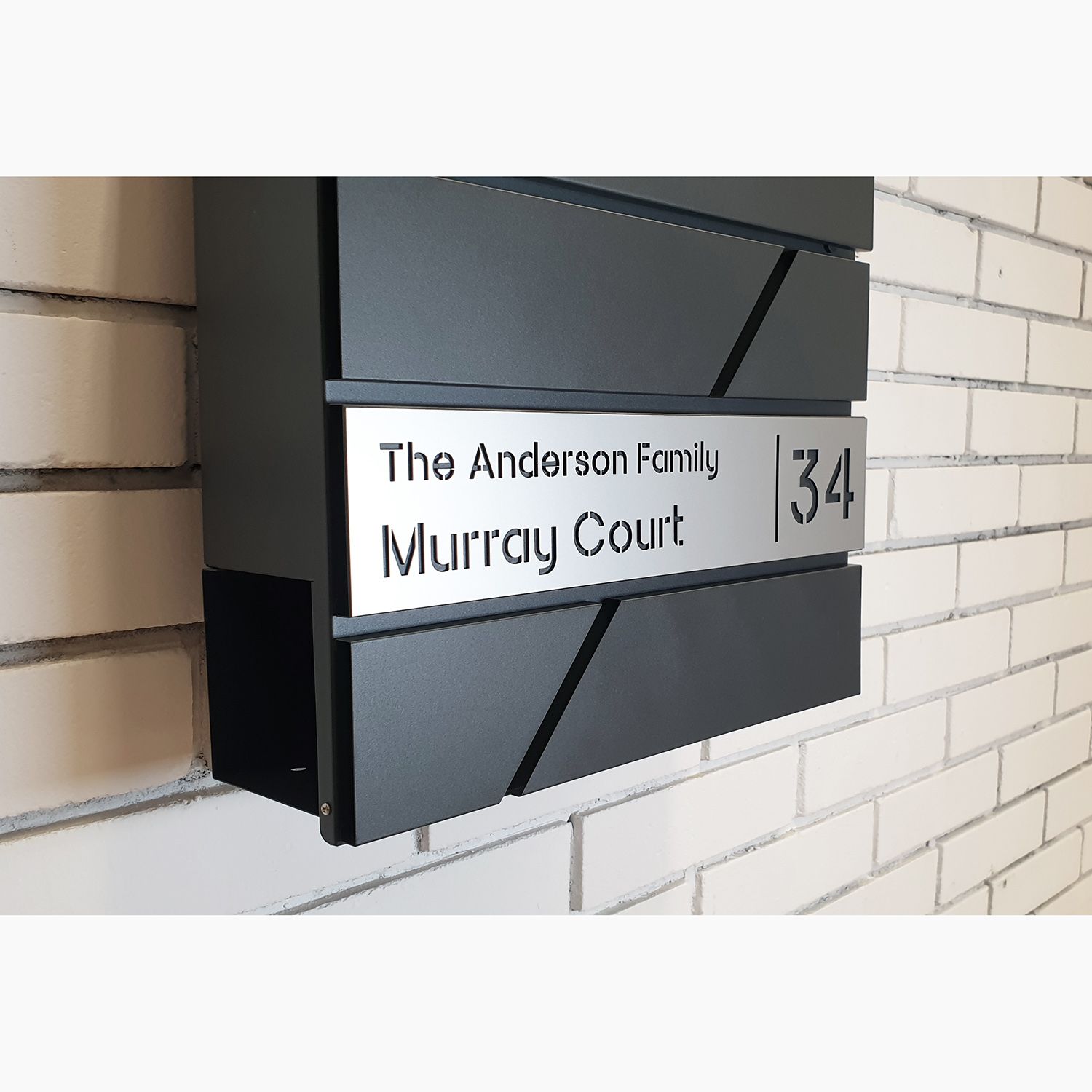 Mailbox Diagonal P-03 by Studio Carino - Modern Wall-Mounted Black Mailbox