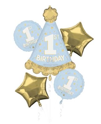 Happy First Birthday Blue Balloon Bouquet