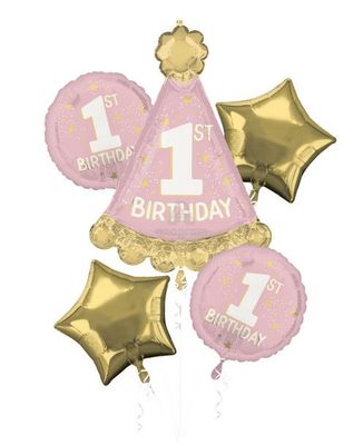 Happy First Birthday Pink Balloon Bouquet