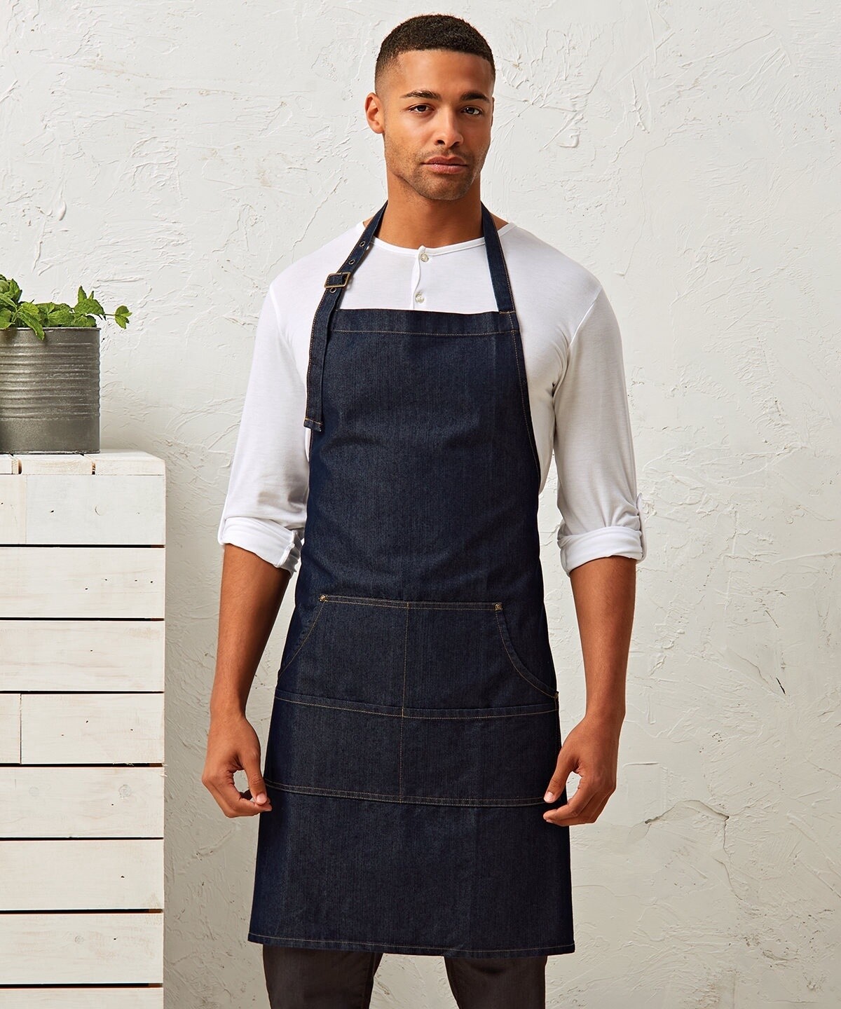 Jeans stitch bib apron