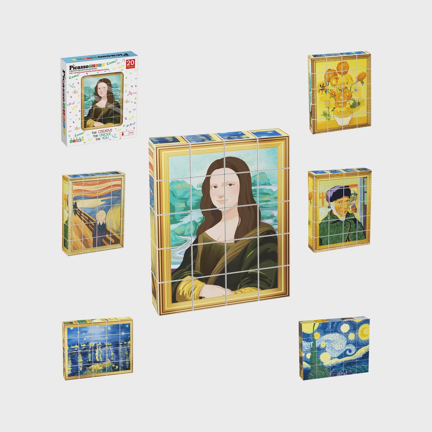 1&quot; Magnetic Puzzle Cubes World Famous Painting- Mona Lisa
