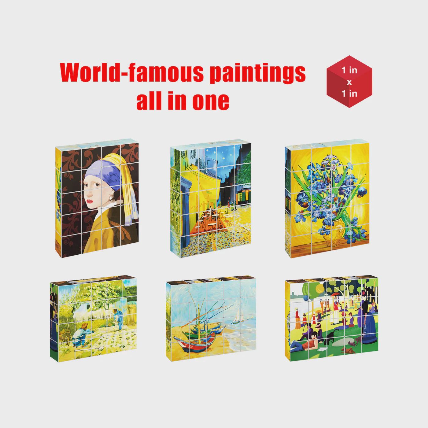 1&quot; Magnetic Puzzle Cubes World Famous Painting- 20pcs