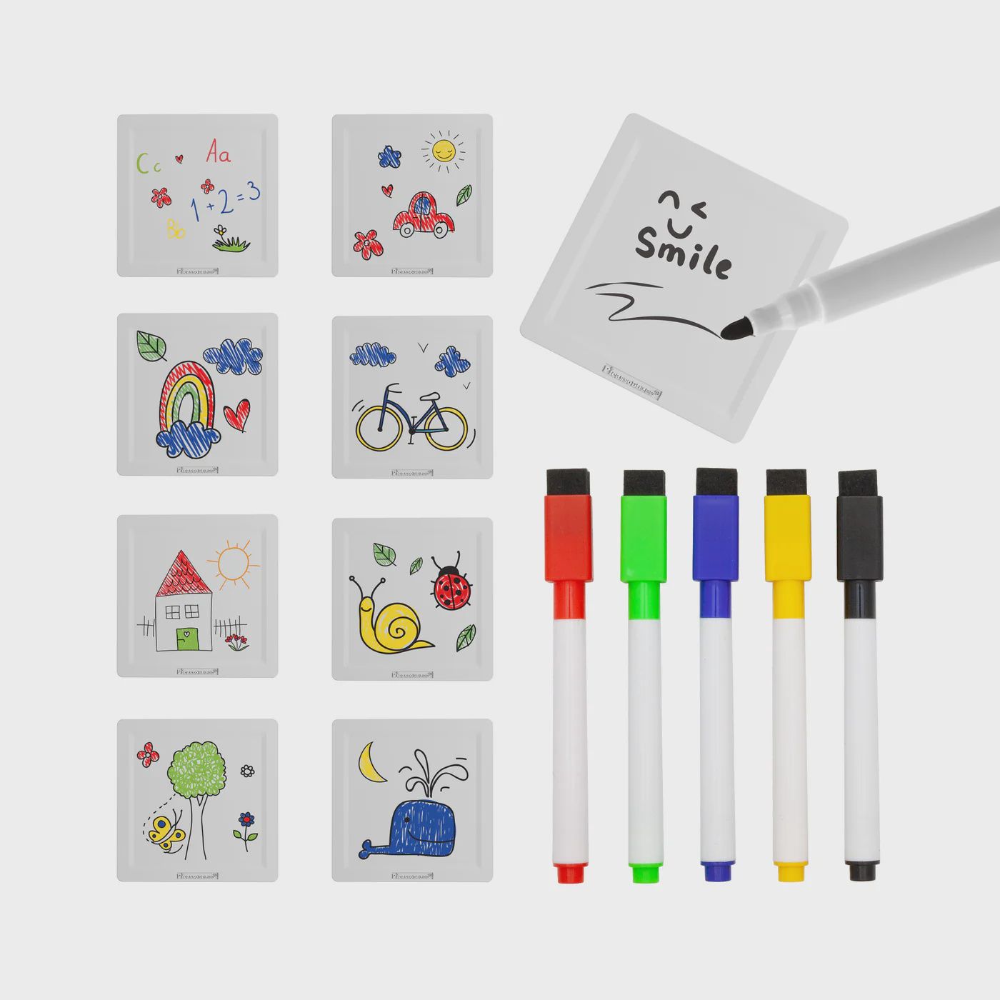 13pc Canvas Tiles Whiteboards Magnetic Building Tiles &amp; 5 Marker Pens