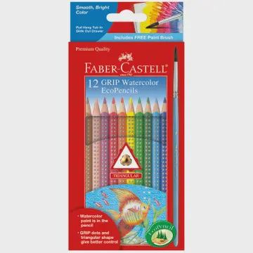 12 Grip Watercolor Pencils with Raised Grip - Ecopencils