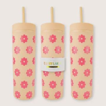 16oz Matte Tumbler- Peach Flowers