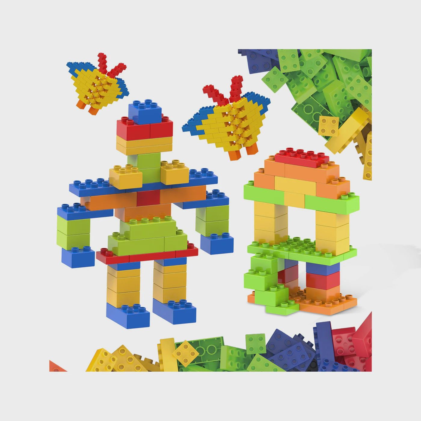 200pc Large Color Vibrant Brick Building Block Kit