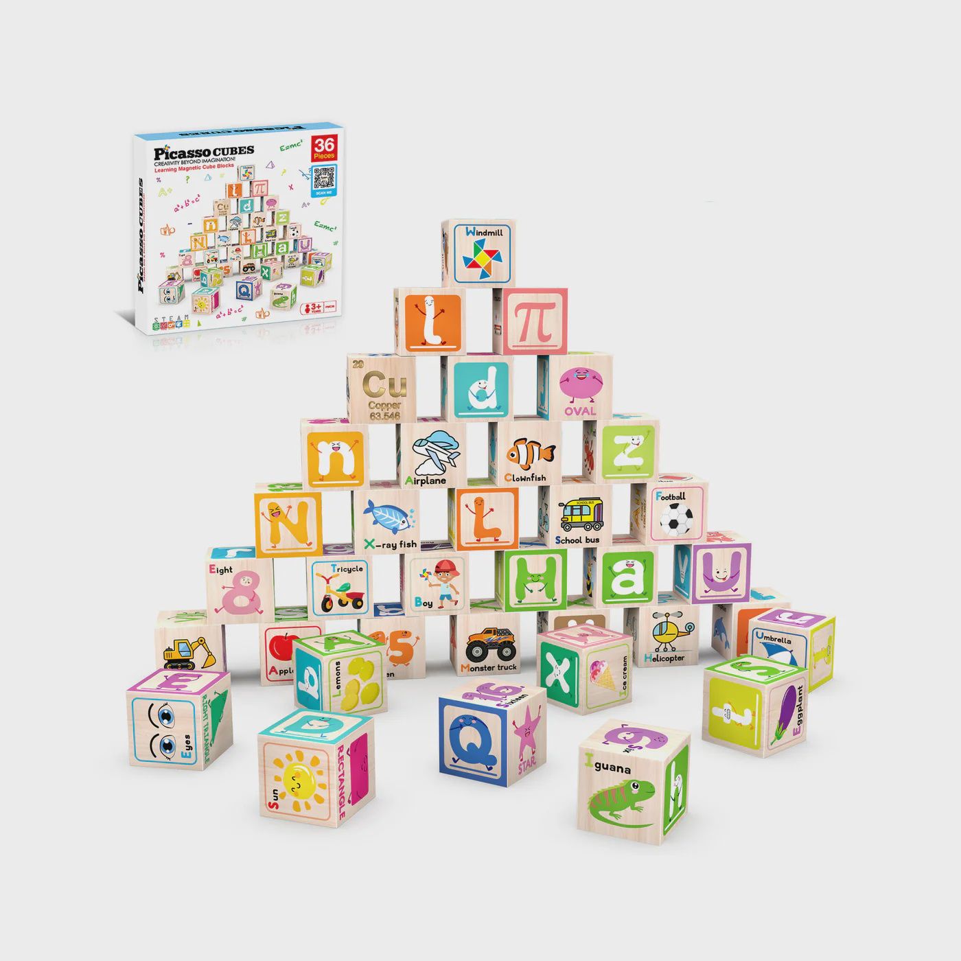 36pc Magnetic Cubes Alphabet &amp; Numbers