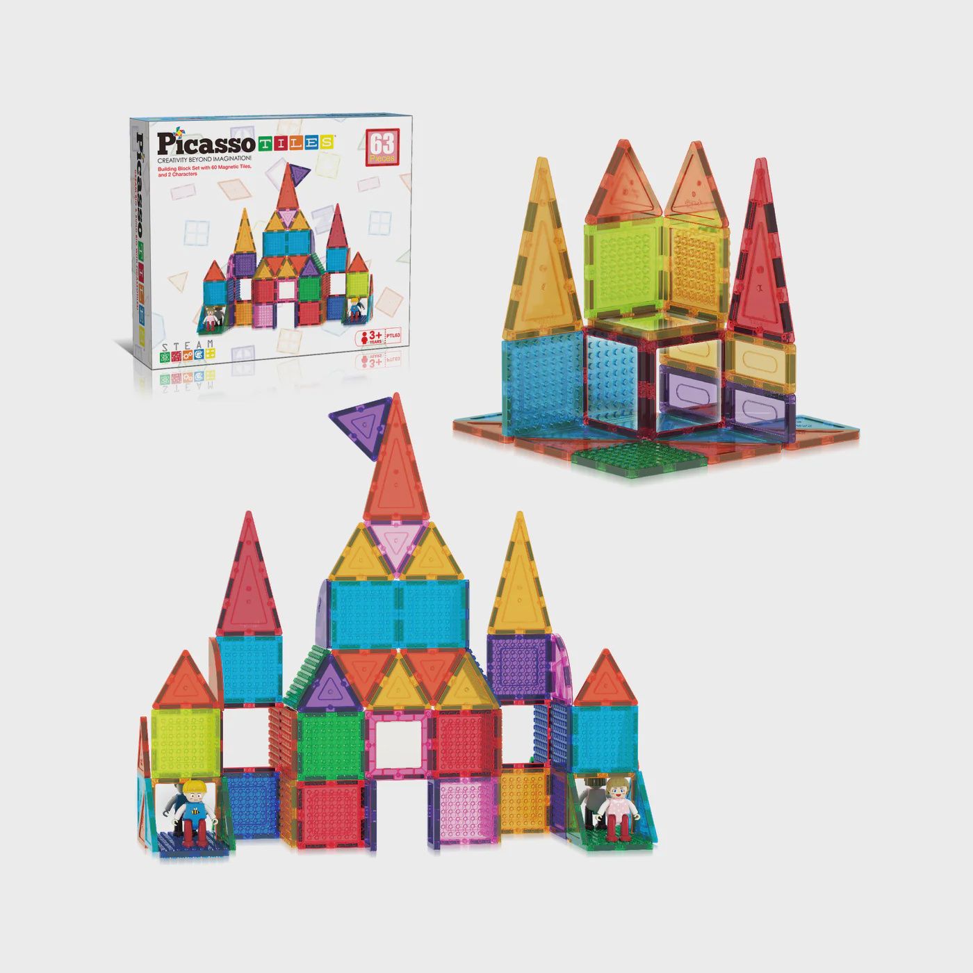 63pc Magnetic Building Tiles Toy Set