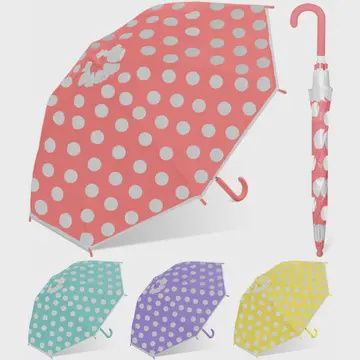 Children Clear Umbrellas W/Assorted Color Polka-Dot Prints
