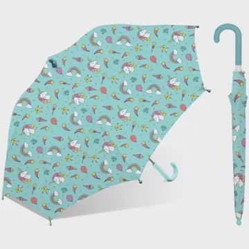 Children Umbrellas - Unicorn Print 30&quot; Manual W/Hook Handle