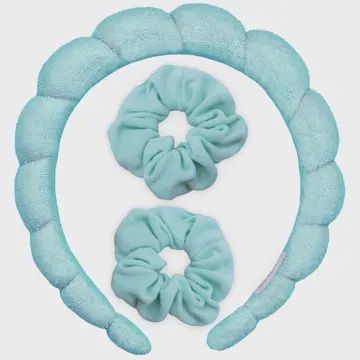 Puffy Terry Cloth Padded Spa Headband with Scrunchies- Mint