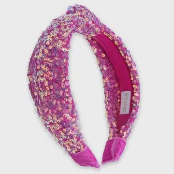 Sparkly Sequin Knot Headband- Pink