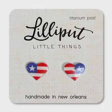 American Flag Heart Earring