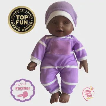 The New York Doll Collection 11&quot; Doll Striped w/ Pacifier African America