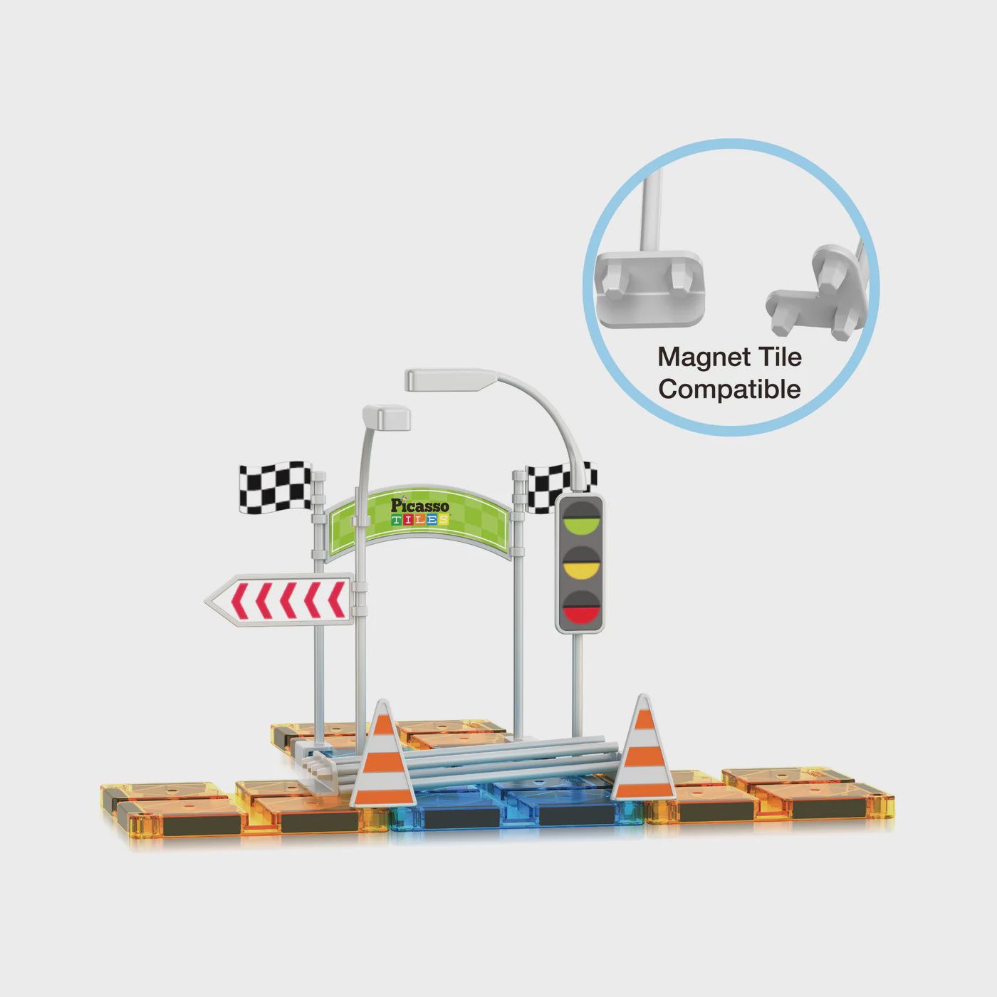 Race Track Kit Traffic Sign Accessory Stabilizers with Stickers