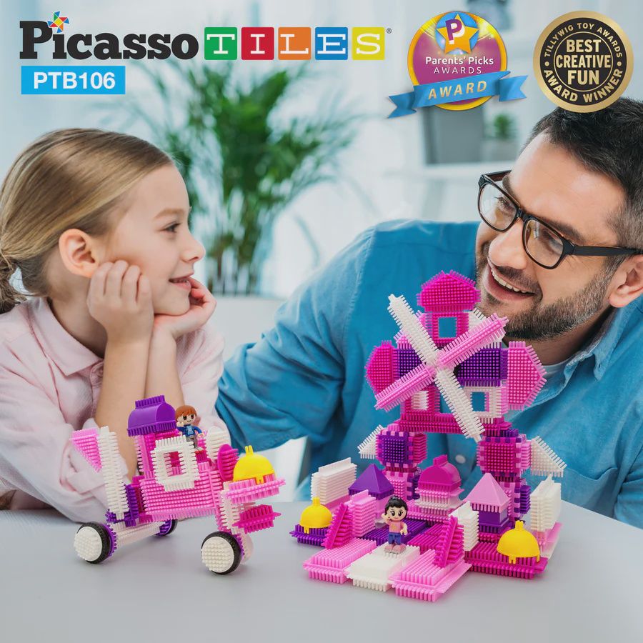 Pink Castle Hedgehog Building Blocks 106 pc