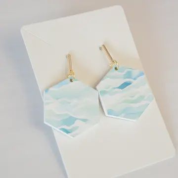 Ocean Waves Earrings, Summer Earrings, Beach, Nautical
