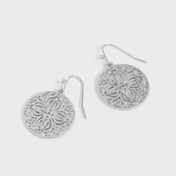 Floral Fillgree Earrings- Silver
