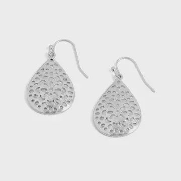 Silver Flower Drop Earrings