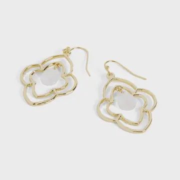 Quatrefoil Dangle Earrings- Gold