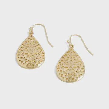 Gold Flower Drop Earrings
