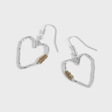 Open Heart Wire Wrap Earrings- Mixed Meta