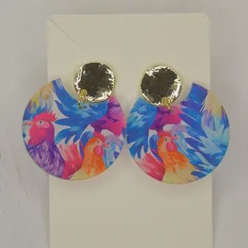 Rooster Earrings, Acrylic Earrings, Chicken, Gameday