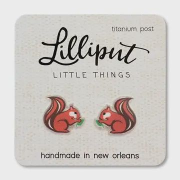 Squirrel Earrings - Red, Black or White Squirrel Red